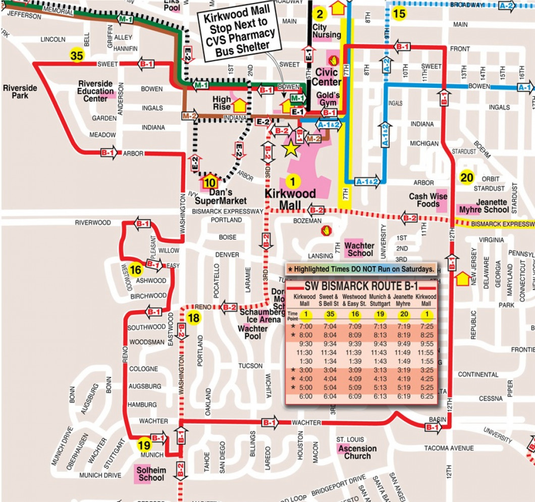 SW Bismarck Route B1 Bismarck, ND BisMan Transit