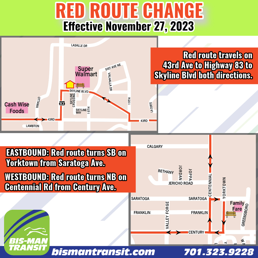 Red Route Changes Effective 11/27/23